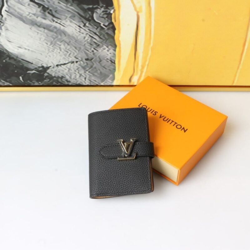 Alternative view of LOUIS VUITTON LV VERTICAL COMPACT WALLET TAURILLON LEATHER GALET GRAY 12CM M82198