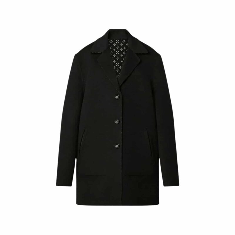 LOUIS VUITTON REVERSIBLE MONOGRAM JACQUARD COAT BLACK