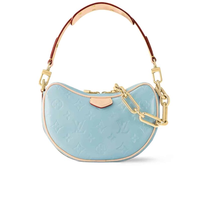 LOUIS VUITTON CROISSANT PM BAG MONOGRAM VERNIS LEATHER SKY BLUE 25CM M24021