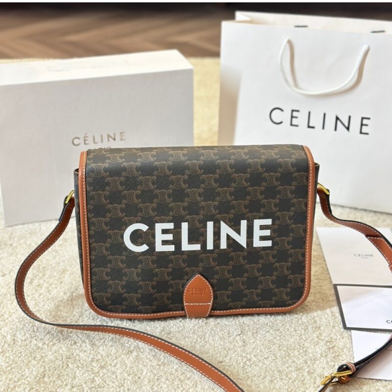 Alternative view of CELINE FOLCO CANVAS AND LEATHER SHOULDER BAG 28CM