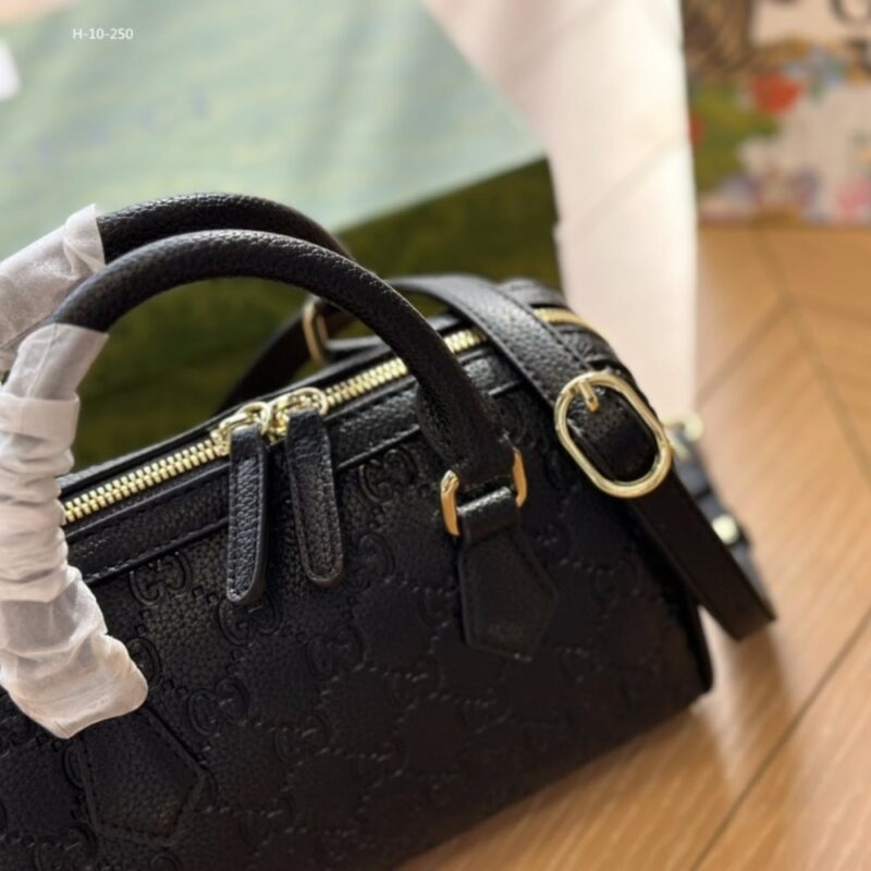 Alternative view of GUCCI GG EMBLEM SMALL TOP HANDLE BAG BLACK 22CM