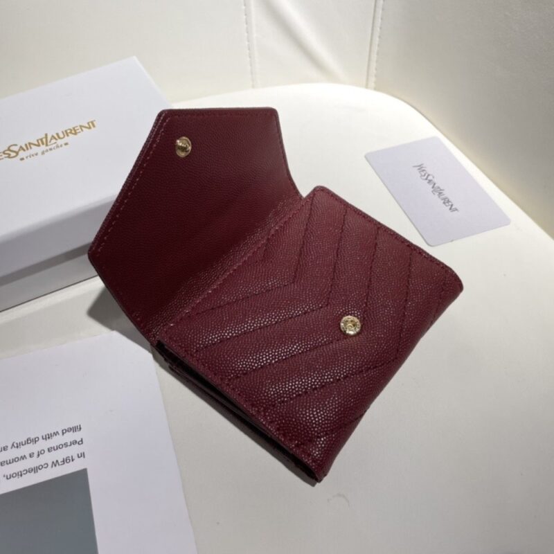 Alternative view of SAINT LAURENT CASSANDRE MATELASSÉ SMALL ENVELOPE WALLET IN GRAIN DE POUDRE LEATHER 11CM