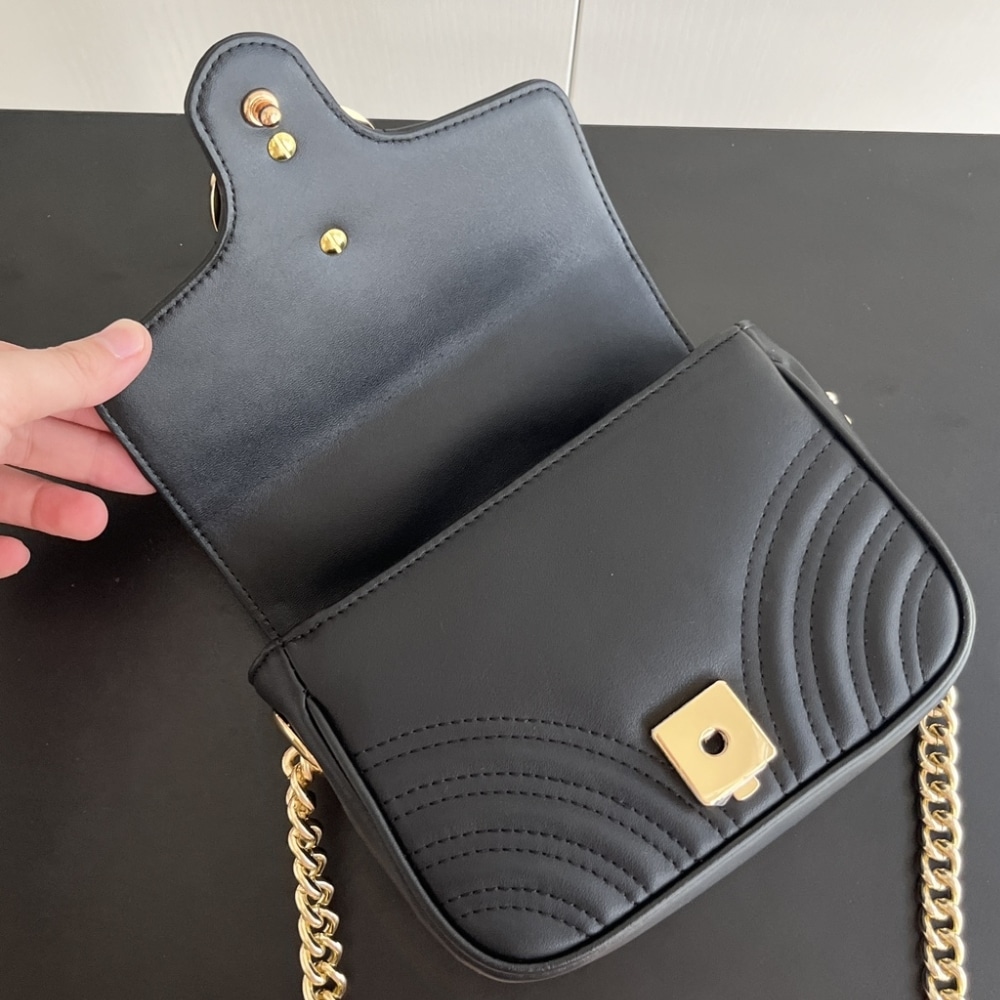 GUCCI GG MARMONT MINI SHOULDER BAG BLACK 17CM - Image 5