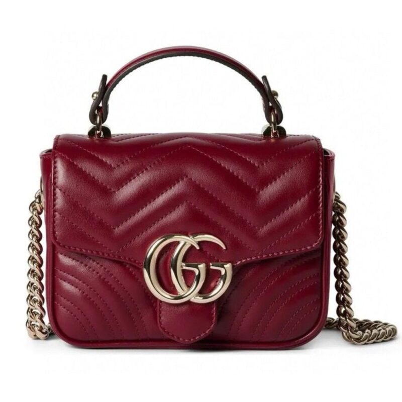 Alternative view of GUCCI GG MARMONT MINI TOP HANDLE BAG RED 17CM ‎811238 AAECK 6207