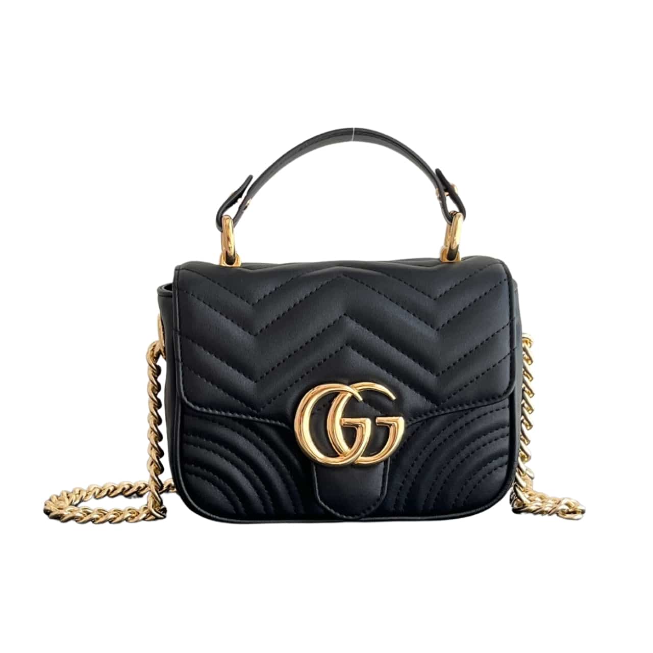 GUCCI GG MARMONT MINI SHOULDER BAG BLACK 17CM