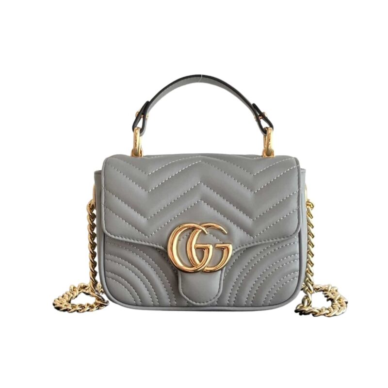GUCCI GG MARMONT MINI SHOULDER BAG GREY 17CM