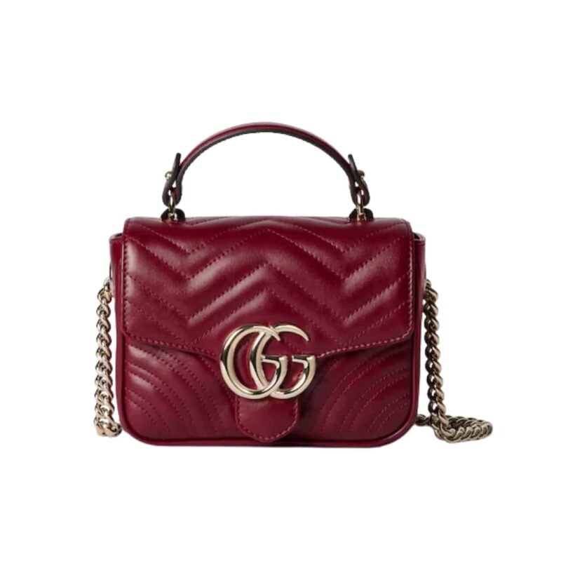 GUCCI GG MARMONT MINI TOP HANDLE BAG RED 17CM ‎811238 AAECK 6207