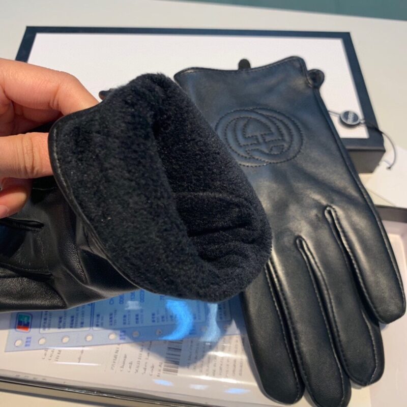 Alternative view of GUCCI GLOVES GG LOGO EMBROIDERY  LEATHER BLACK