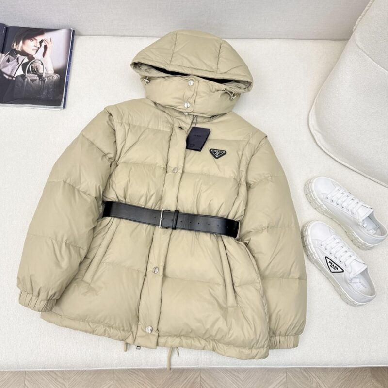 Alternative view of PRADA TWO WAY DOWN JACKET TECHNICAL BEIGE