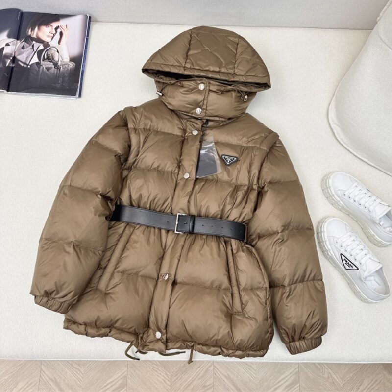Alternative view of PRADA TWO WAY DOWN JACKET TECHNICAL BROWN