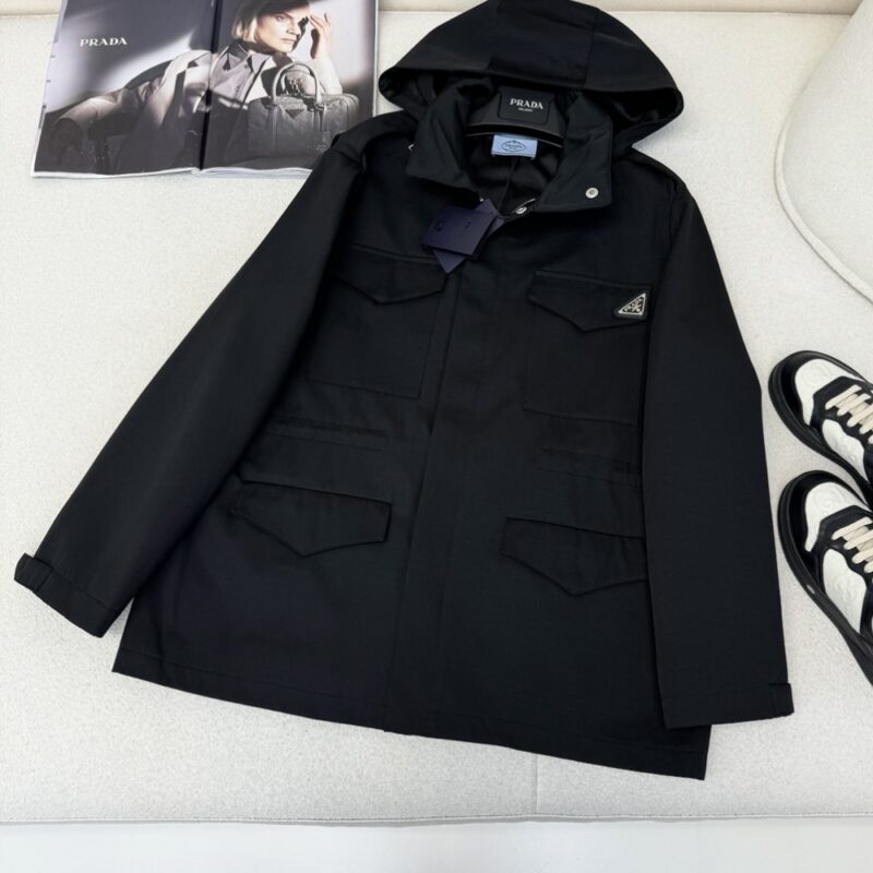 Alternative view of PRADA HOODED WINDBREAKER BLACK