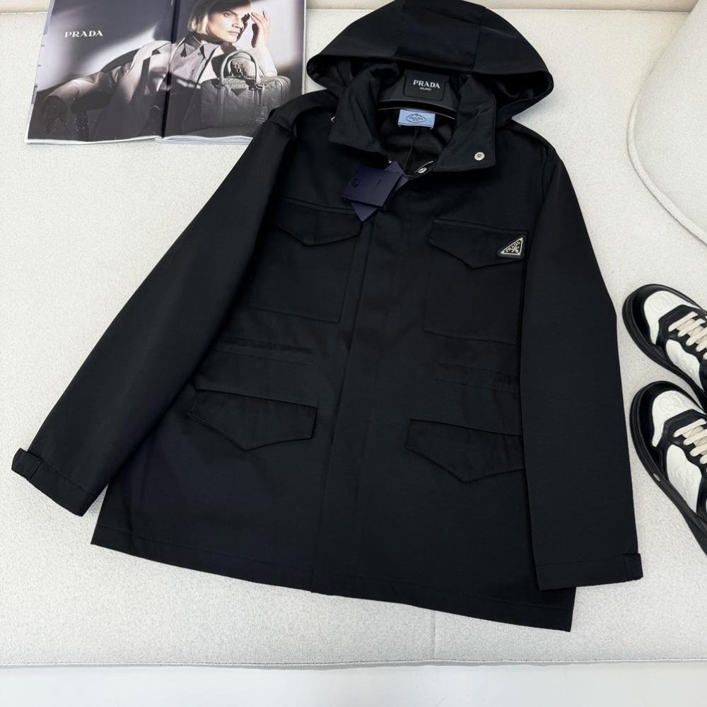 PRADA HOODED WINDBREAKER BLACK - Image 2