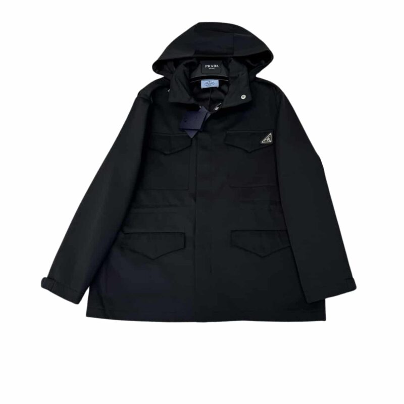 PRADA HOODED WINDBREAKER BLACK