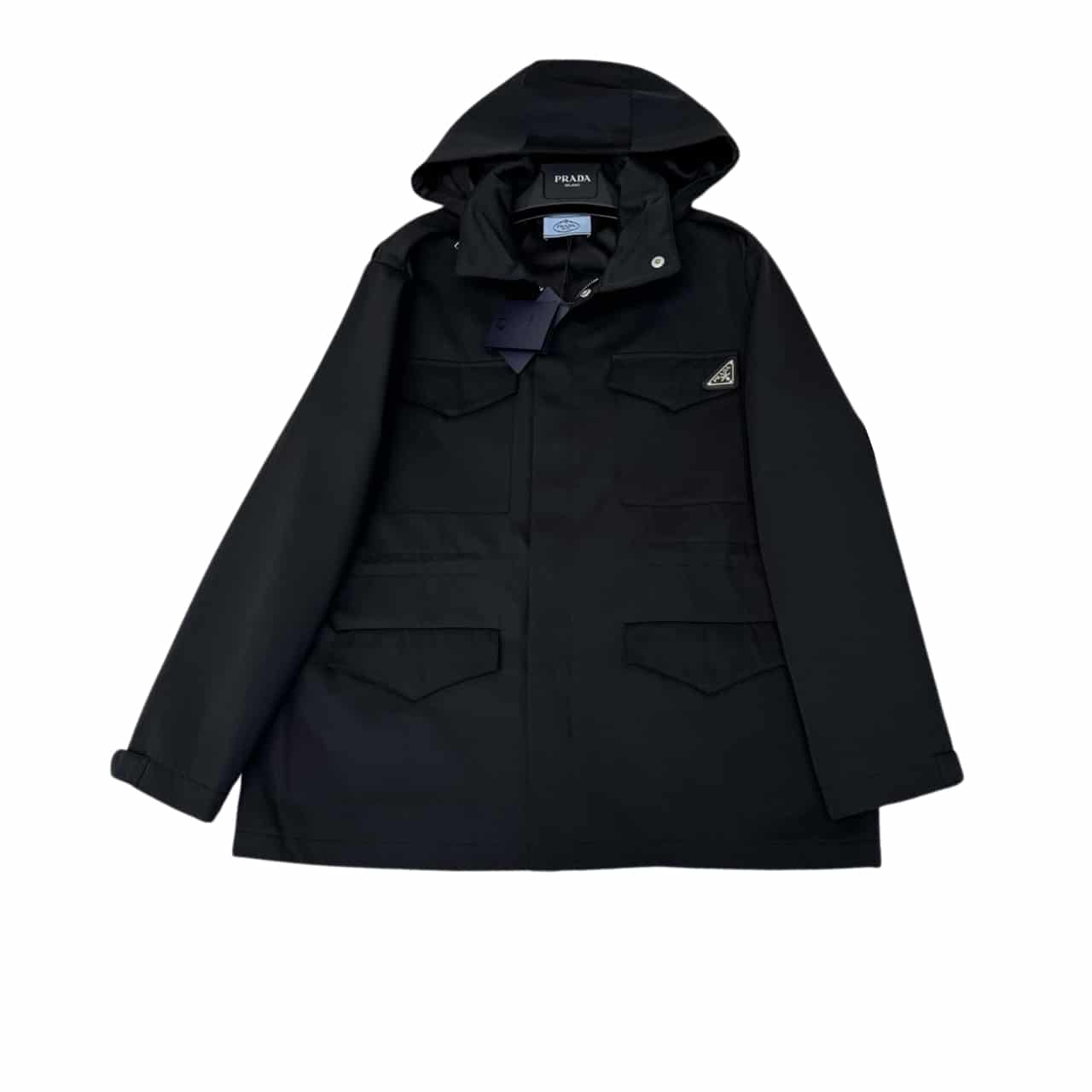 PRADA HOODED WINDBREAKER BLACK