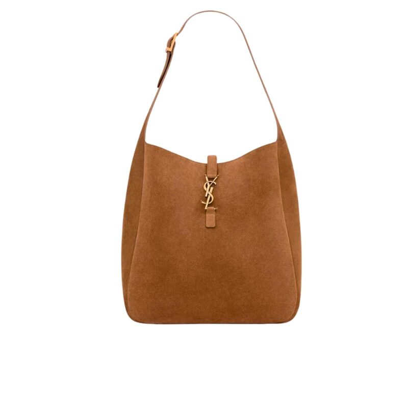 SAINT LAURENT LE 5 À 7 SUPPLE IN SUEDE GOLDEN BROWN 24CM