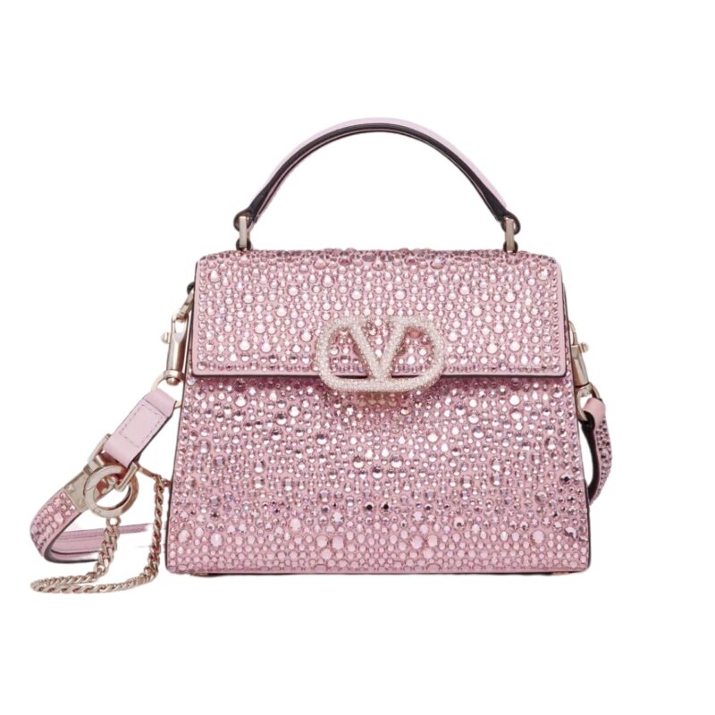VALENTINO VSLING MINI HANDBAG WITH SPARKLING ROSE QUARTZ 19CM 3W0B0G97THV D0M