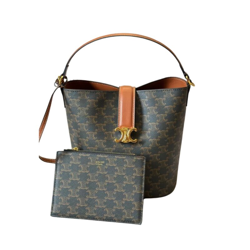 CELINE MEDIUM LOUISE BAG IN SMOOTH TRIOMPHE CANVAS TAN 23CM