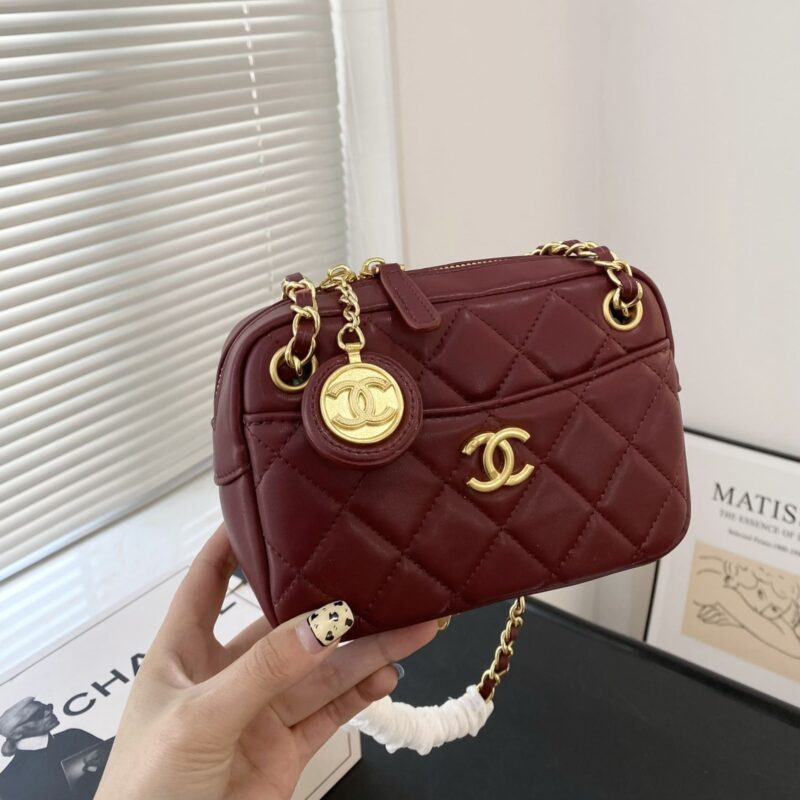 Alternative view of CHANEL MINI CAMERA CASE BURGUNDY 18CM AS5190 B18306 NZV44