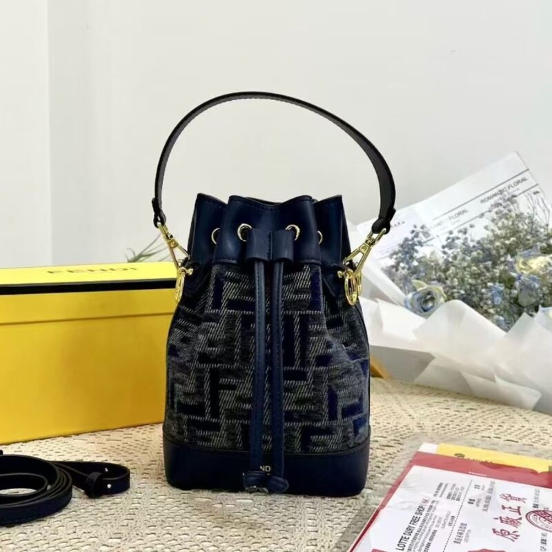 Alternative view of FENDI MON TRESOR FF CHENILLE MINI BAG DARK BLUE 21CM 8BS093ASU0F1PQK