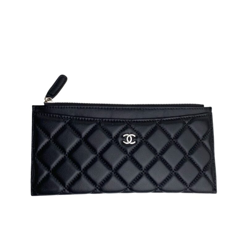 CHANEL CLASSIC ZIP POUCH WALLET BLACK 22CM