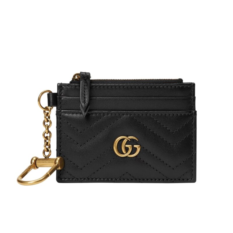 GUCCI GG MARMONT KEYCHAIN WALLET BLACK 10CM