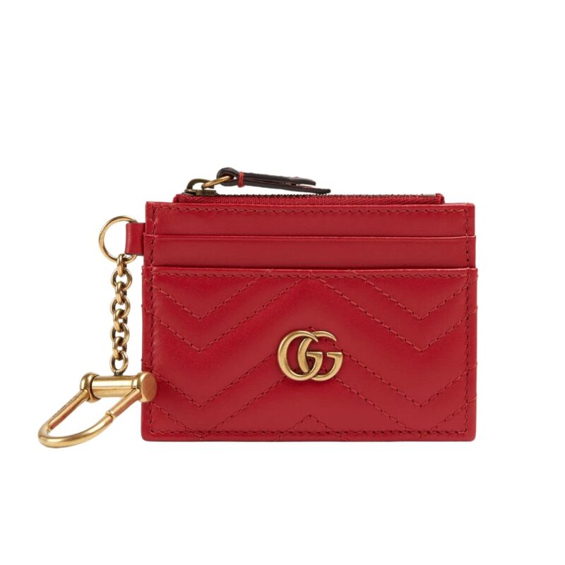 GUCCI GG MARMONT KEYCHAIN WALLET RED 10CM