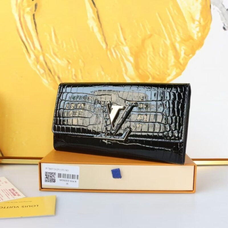 Alternative view of LOUIS VUITTON CAPUCINES CROCODILE LEATHER LONG WALLET BLACK 20CM