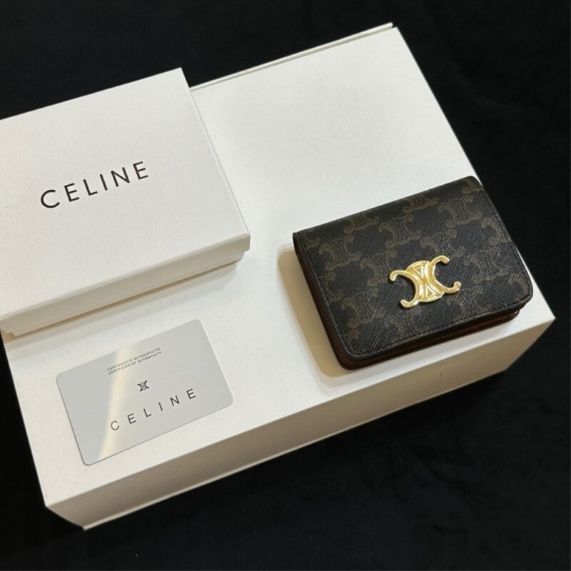 Alternative view of CELINE SMALL TRIOMPHE CANVAS TAN WALLET BROWN 11CM