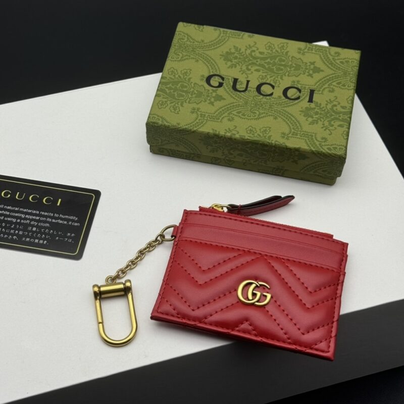 Alternative view of GUCCI GG MARMONT KEYCHAIN WALLET RED 10CM
