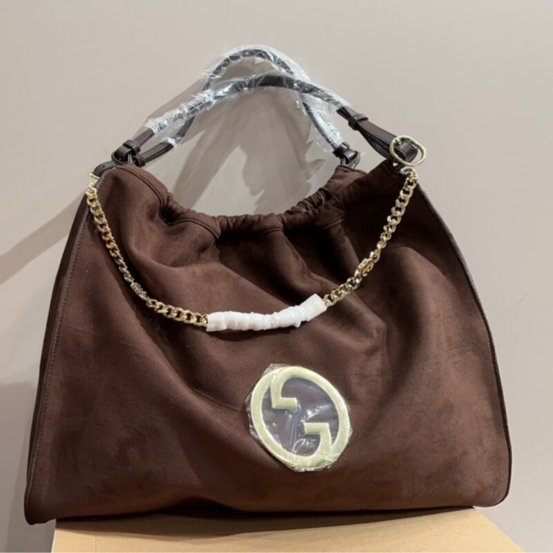 Alternative view of GUCCI BLONDIE LARGE SUEDE TOTE BAG BROWN 50CM