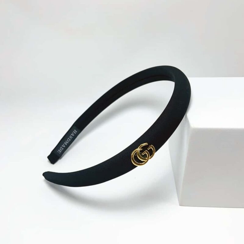 Alternative view of GUCCI SMALL GG HEADBAND WITH GOLD HARDWARE IN BLACK