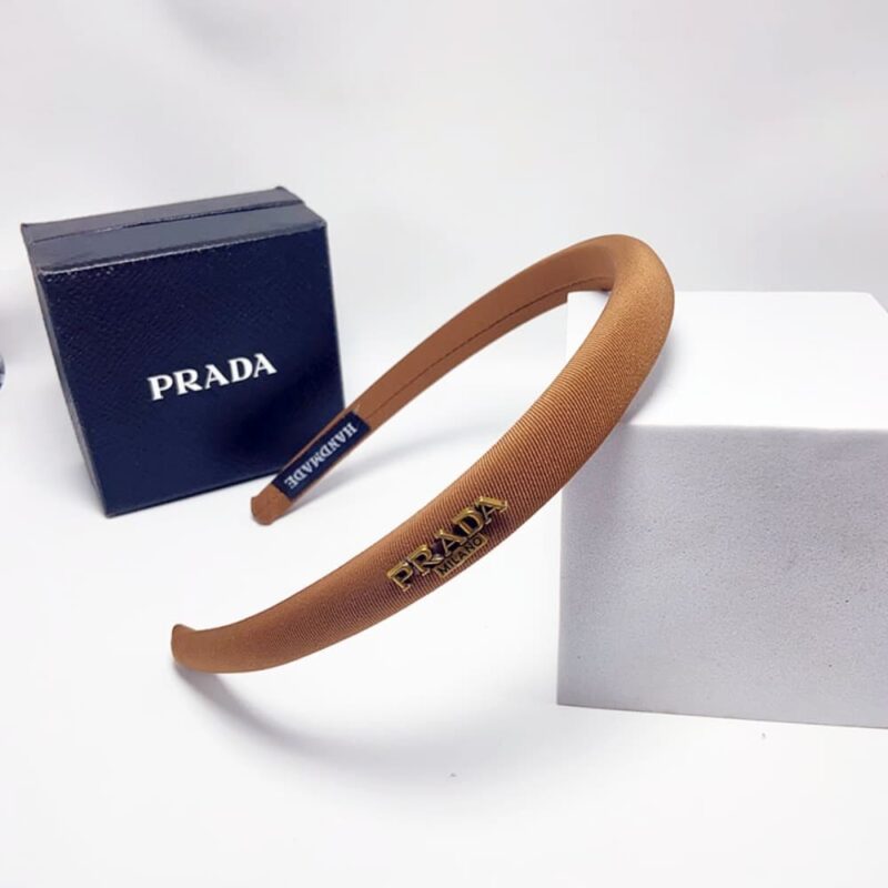 Alternative view of PRADA SMALL PRADA MILANO HEADBAND WITH GOLD HARDWARE IN DARK BROWN