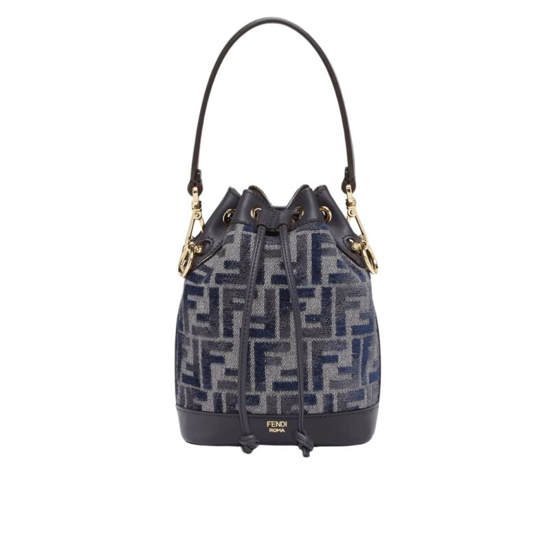 FENDI MON TRESOR FF CHENILLE MINI BAG DARK BLUE 21CM 8BS093ASU0F1PQK