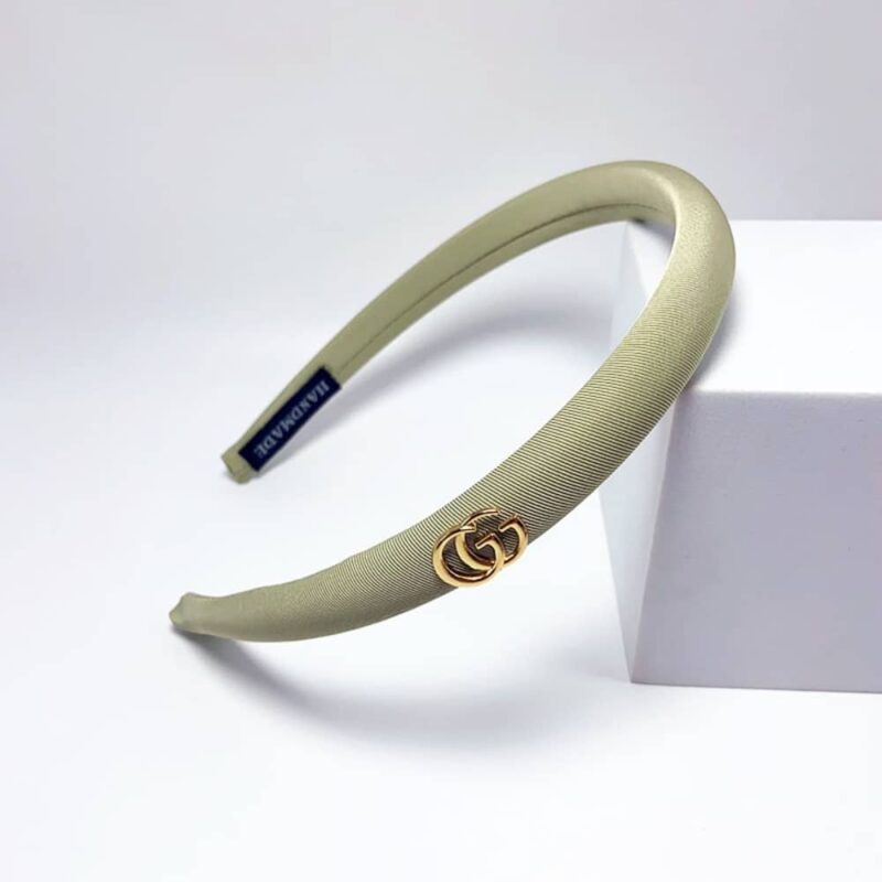 Alternative view of GUCCI SMALL GG HEADBAND WITH GOLD HARDWARE IN LIGHT GREEN