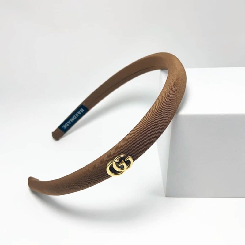 Alternative view of GUCCI SMALL GG HEADBAND WITH GOLD HARDWARE IN DARK BROWN