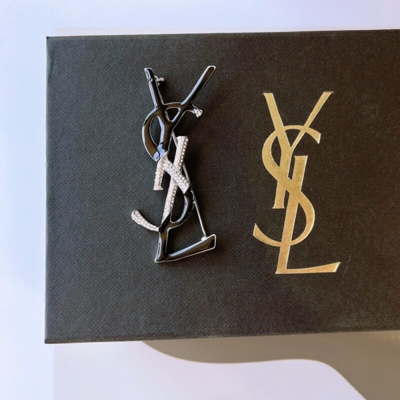 Alternative view of SAINT LAURENT YSL BROOCH BLACK