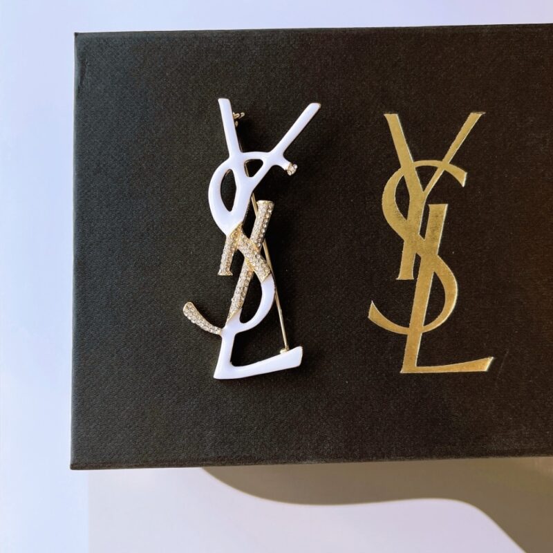 Alternative view of SAINT LAURENT YSL BROOCH WHITE