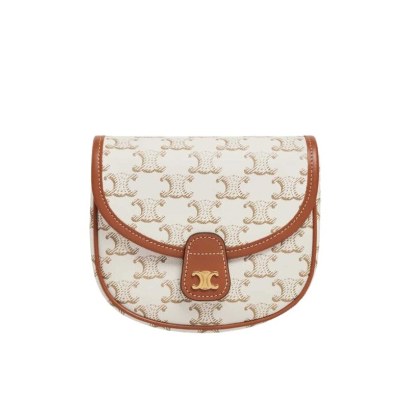 CELINE MINI BESACE IN TRIOMPHE CANVAS AND WHITE 18CM 196702BZJ 01BC
