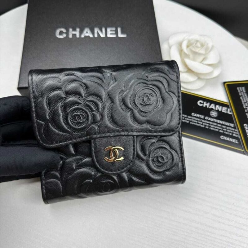 Alternative view of CHANEL SMALL FLORAL WALLET BLACK 11.5CM