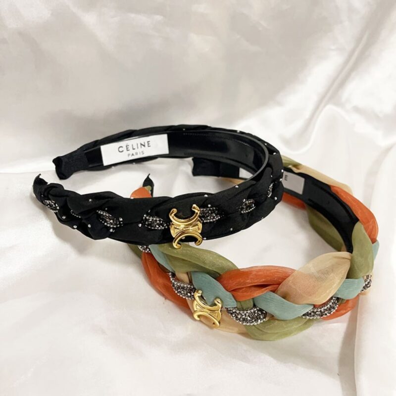 Alternative view of CELINE TWEED AN SEQUIN HEADBAND WITH GOLD HARDWARE IN BLACK