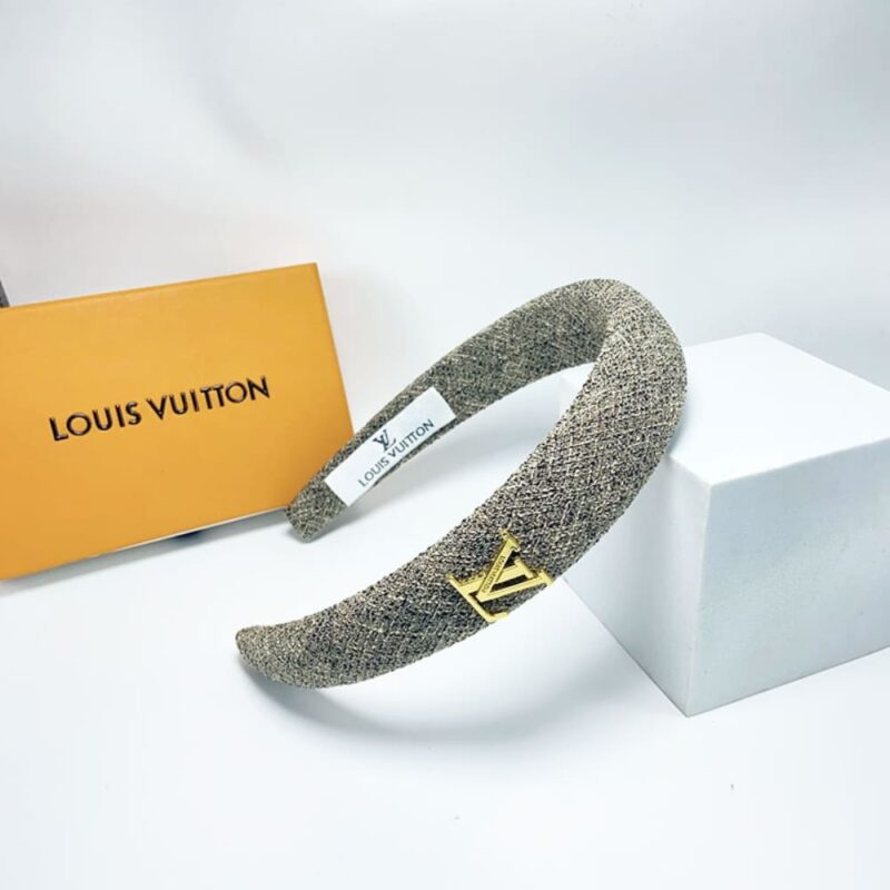 Alternative view of LOUIS VUITTON LV TWEED HEADBAND WITH GOLD HARDWARE IN SALT AND PEPPER