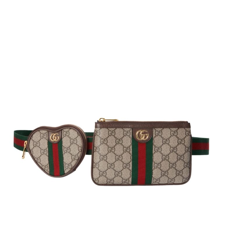 GUCCI OPHIDIA HEART UTILITY BELT BEIGE EBONY GG SUPREME 20CM 698805 96IWG 8745GG