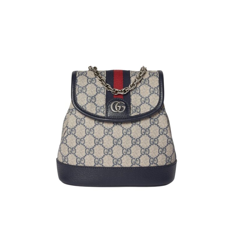 GUCCI OPHIDIA GG SUPREME CANVAS MINI BACKPACK BEIGE BLUE 20CM 795221 96IWN 4076