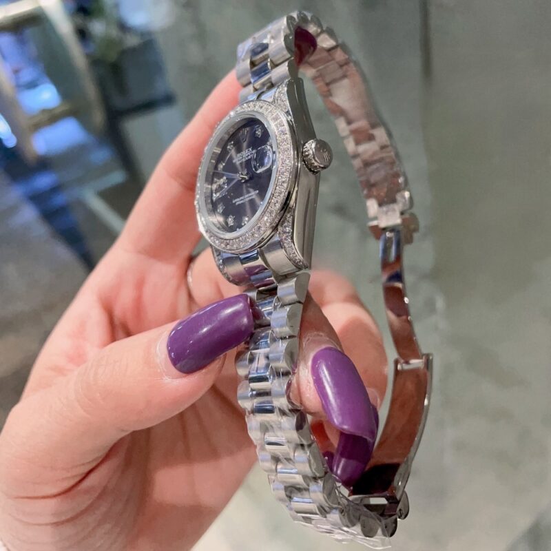 Alternative view of ROLEX DATEJUST DIAMOND BEZEL OYSTER WHITE GOLD BLACK MOTHER OF PEARL 31MM