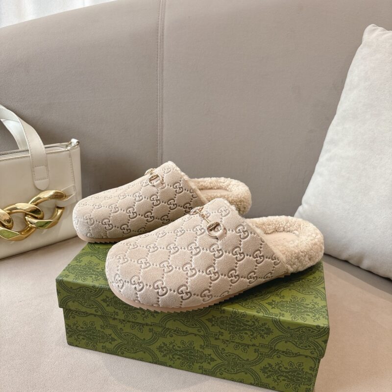 Alternative view of GUCCI WOMEN'S MULE WITH HORSEBIT GG SUEDE NATURAL