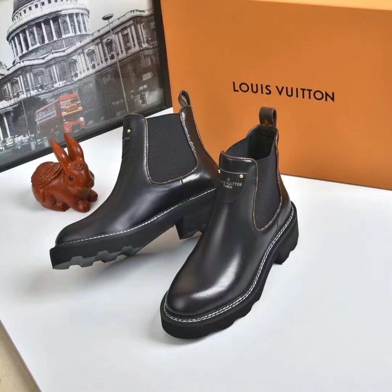 Alternative view of LOUIS VUITTON LV BEAUBOURG ANKLE BOOTS CALF LEATHER BLACK 1A8949