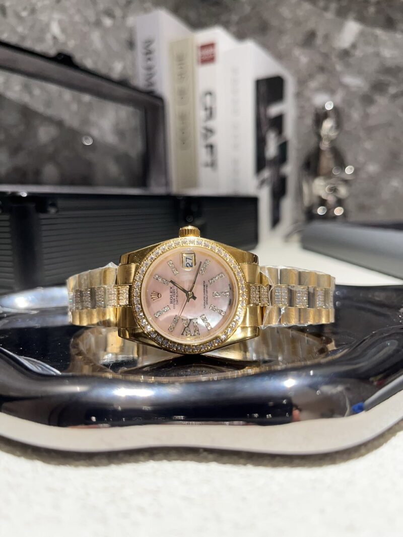 Alternative view of ROLEX DATEJUST DIAMOND IN GOLD WITH PINL DIAL 31MM