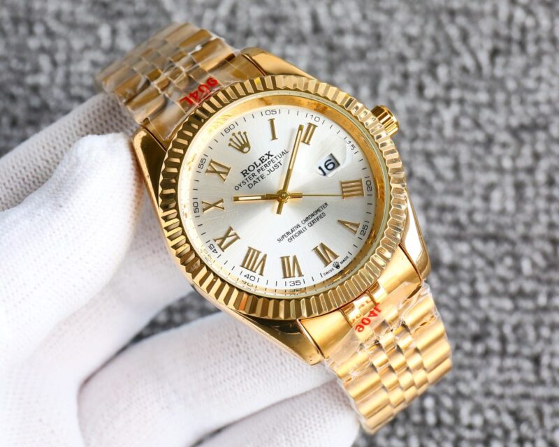 Alternative view of ROLEX DATEJUST ROMAN NUMERAL DIAL GOLD IN WHITE 41MM