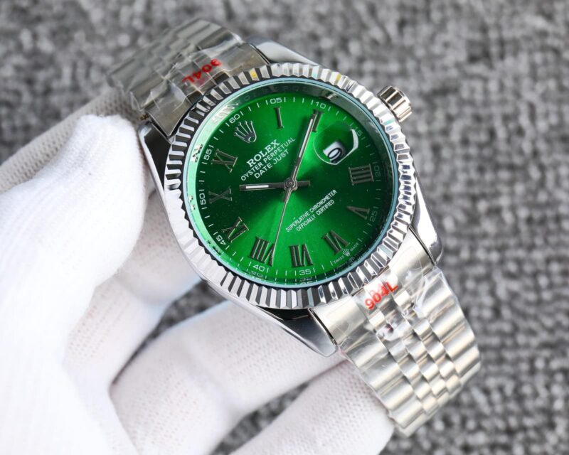 Alternative view of ROLEX DATEJUST ROMAN NUMERAL OYSTERSTEEL AND WHITE GOLD IN GREEN 41MM
