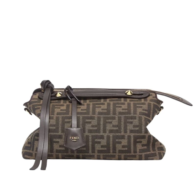 FENDI BY THE WAY SOFT MEDIUM BROWN FF JACQUARD FABRIC BAG 27CM 8BL155AFPMF1GL7